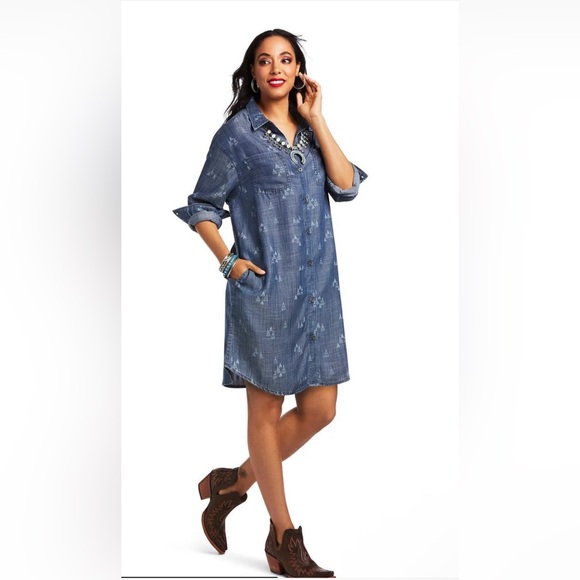 Ariat Women's Camp Dress Denim Blue X-Large - Picture 8 of 10